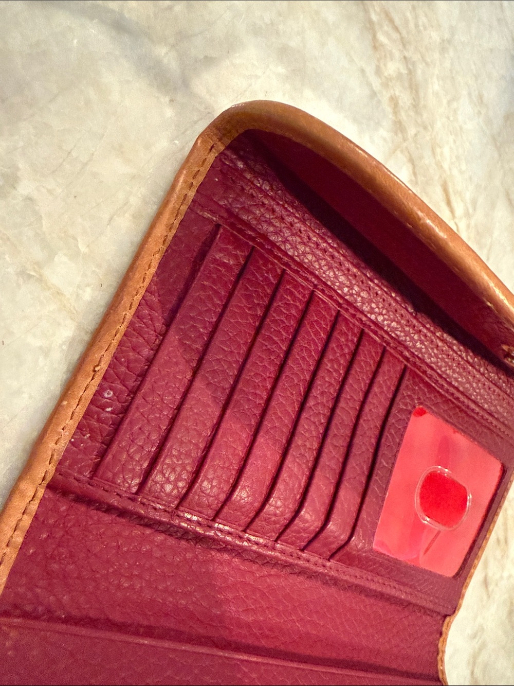 Dooney & Bourke Pebble Grain Leather Wallet Tan Trim H 4" x D .75" x L 7" EUC - Picture 7 of 11